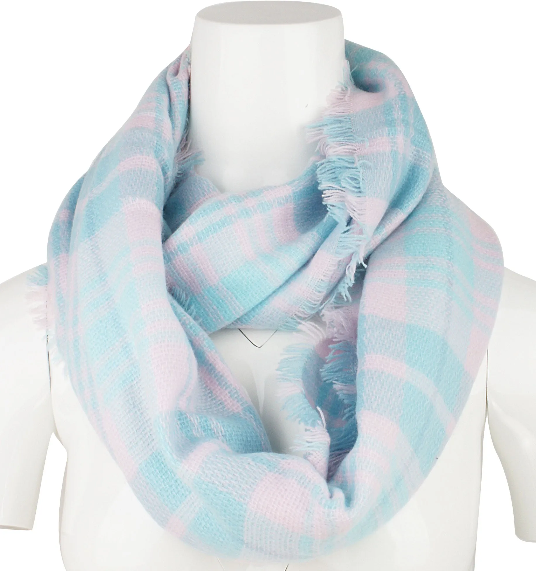 Womens Light Weight Plaid Tartan Winter Infinity Circle Loop Scarf