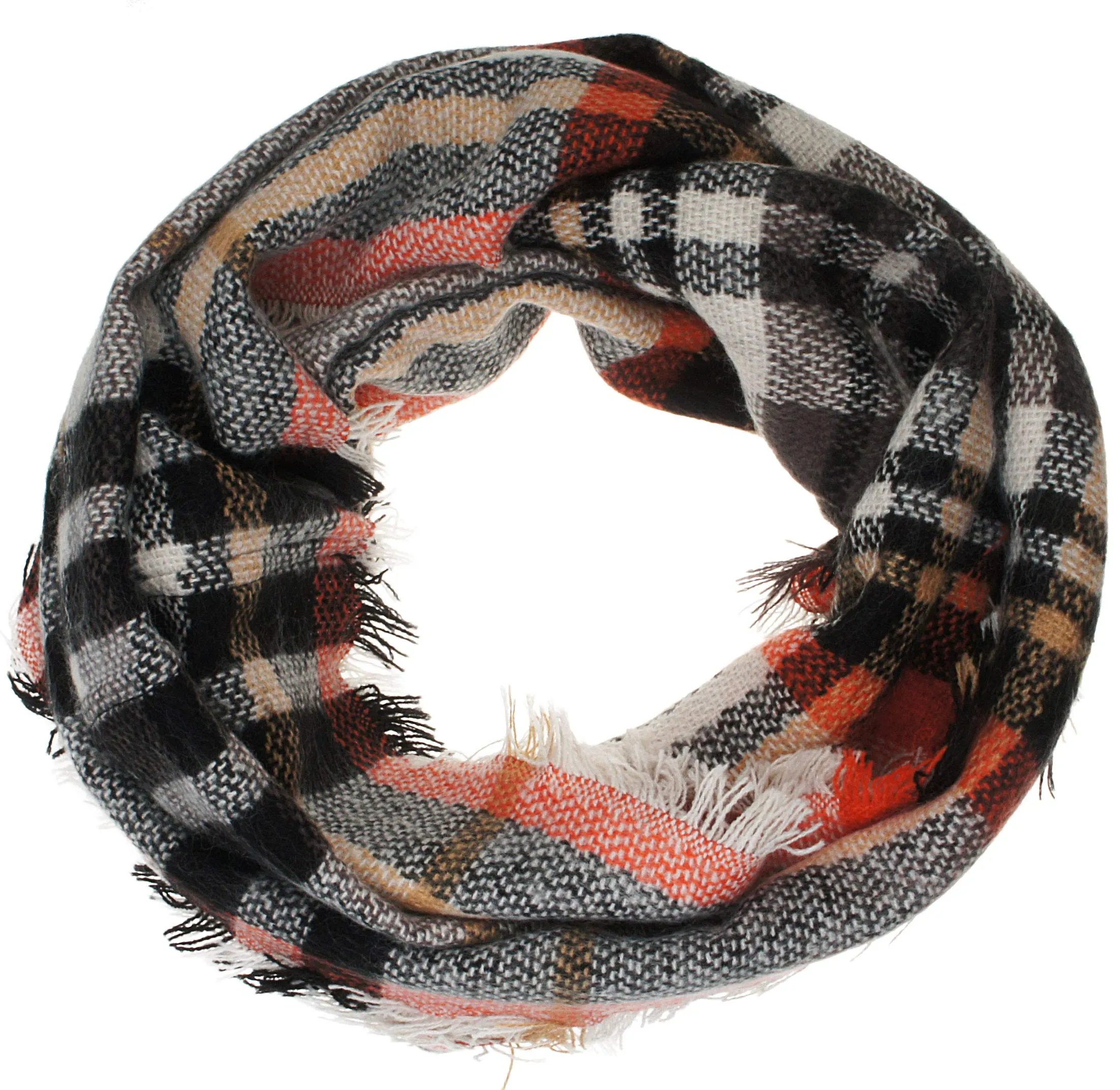 Womens Light Weight Plaid Tartan Winter Infinity Circle Loop Scarf