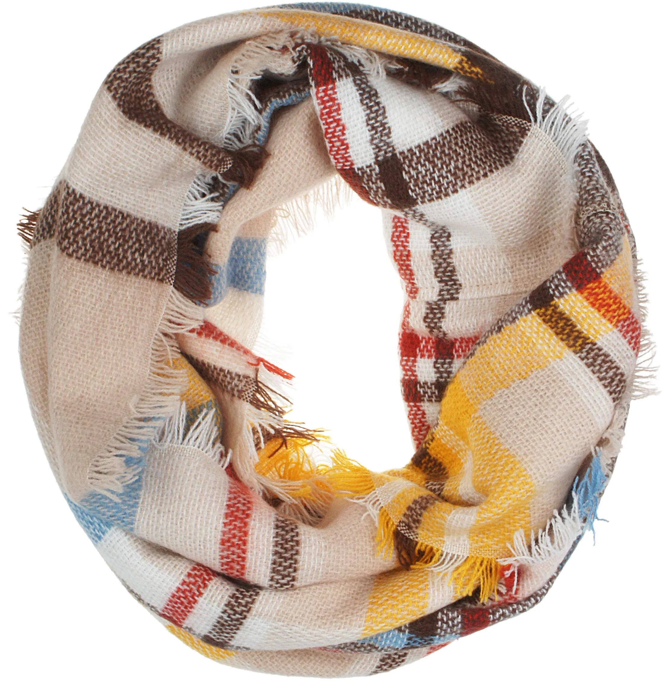 Womens Light Weight Plaid Tartan Winter Infinity Circle Loop Scarf