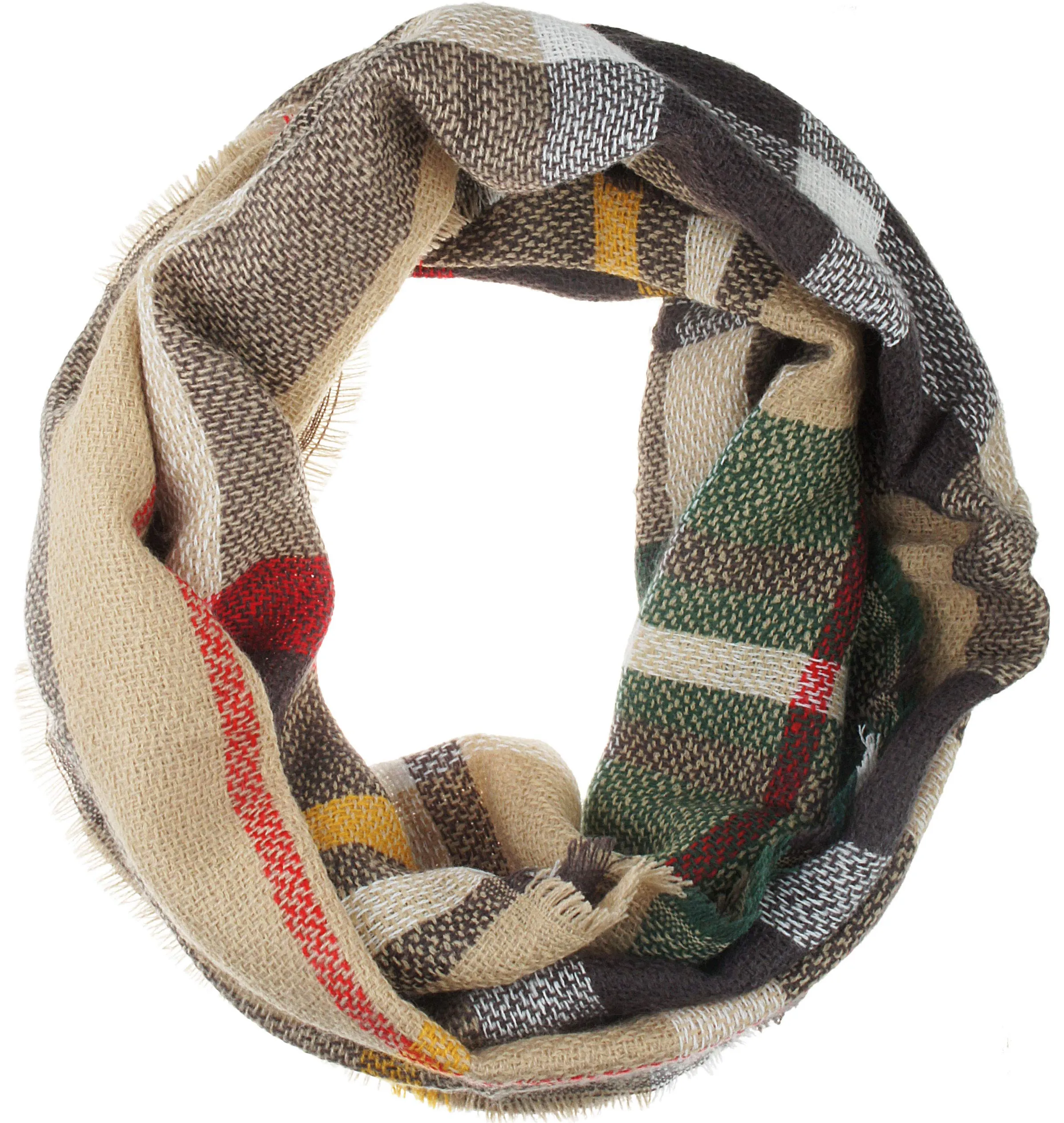 Womens Light Weight Plaid Tartan Winter Infinity Circle Loop Scarf