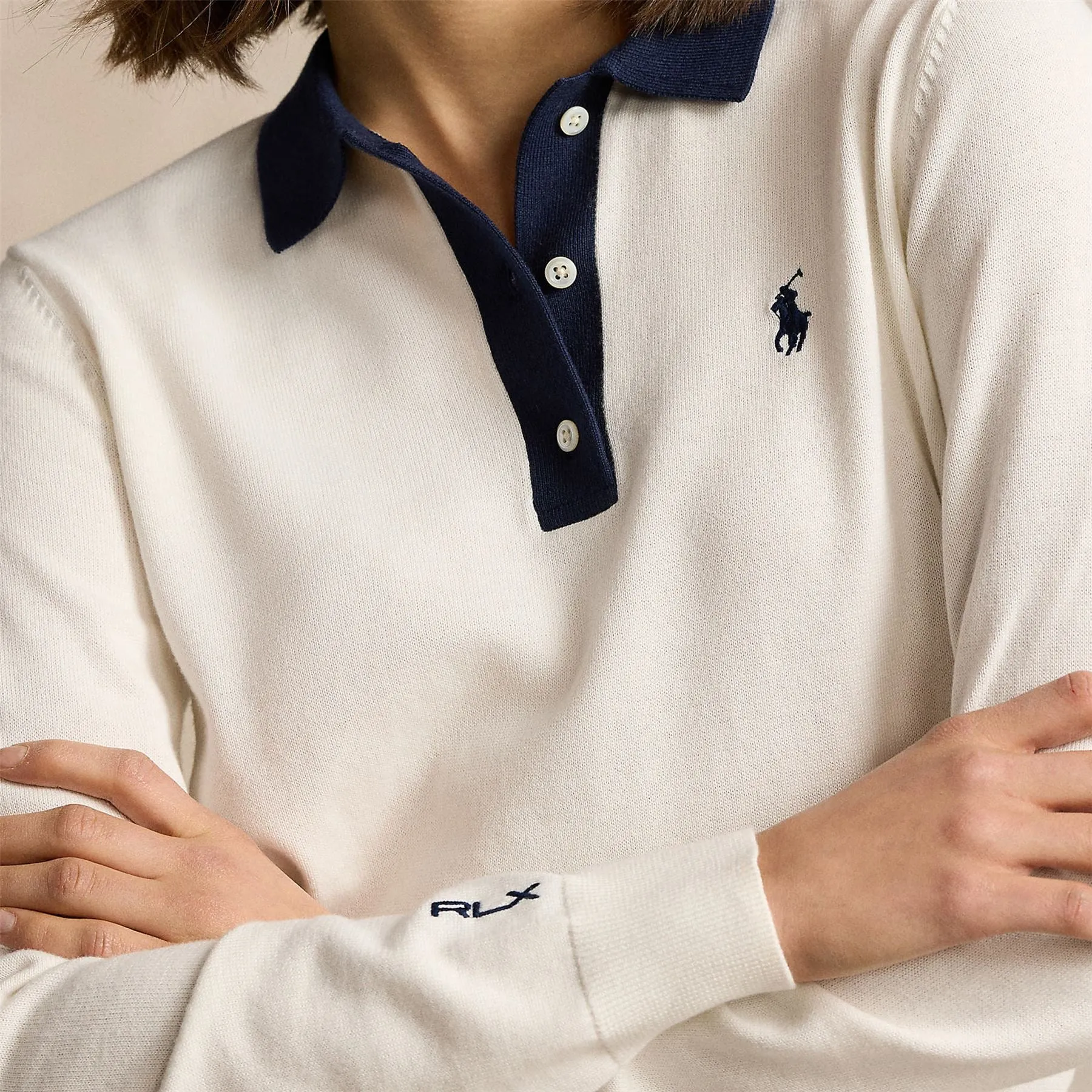 Womens Performance Polo-Collar Sweater White - AW24