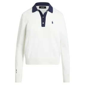 Womens Performance Polo-Collar Sweater White - AW24