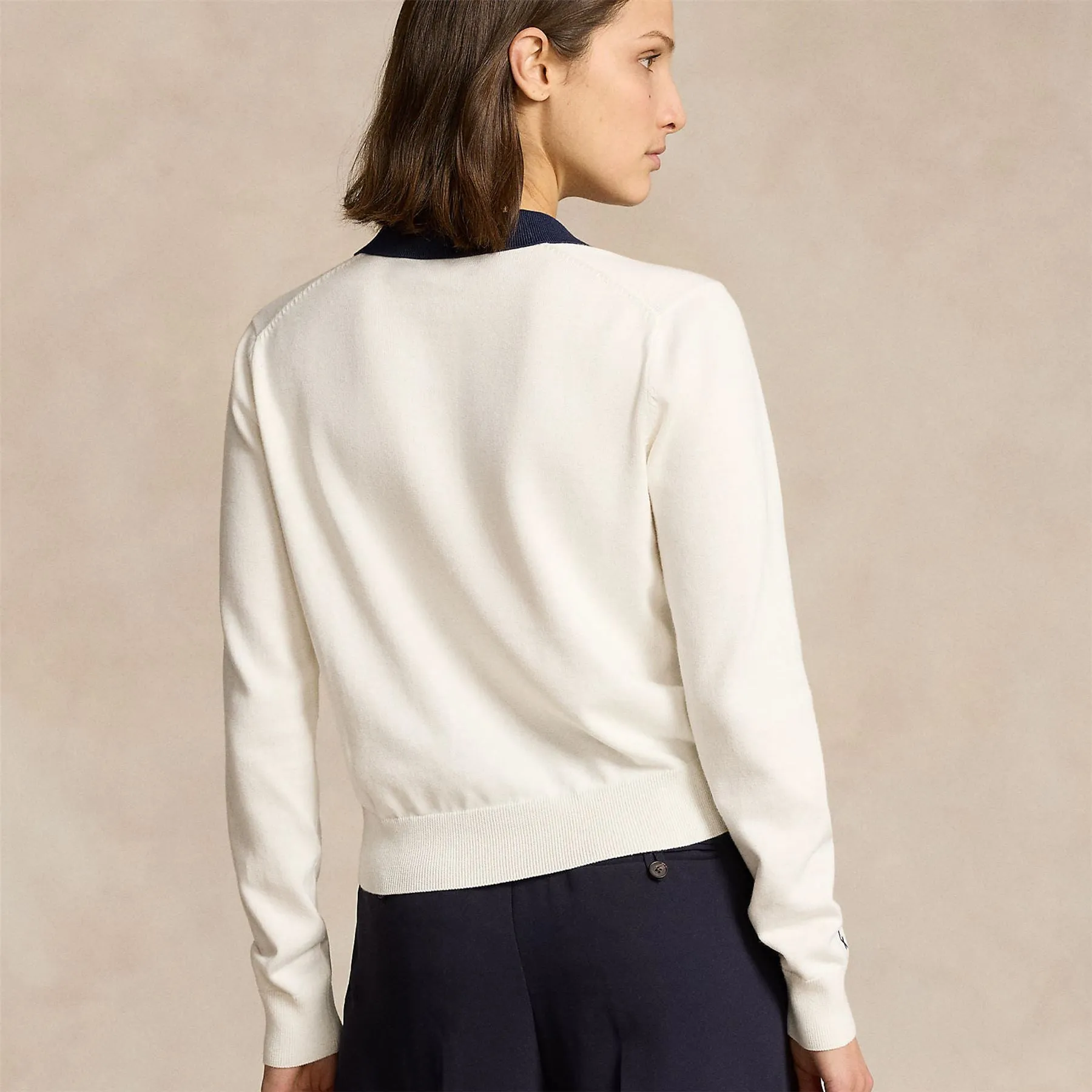 Womens Performance Polo-Collar Sweater White - AW24