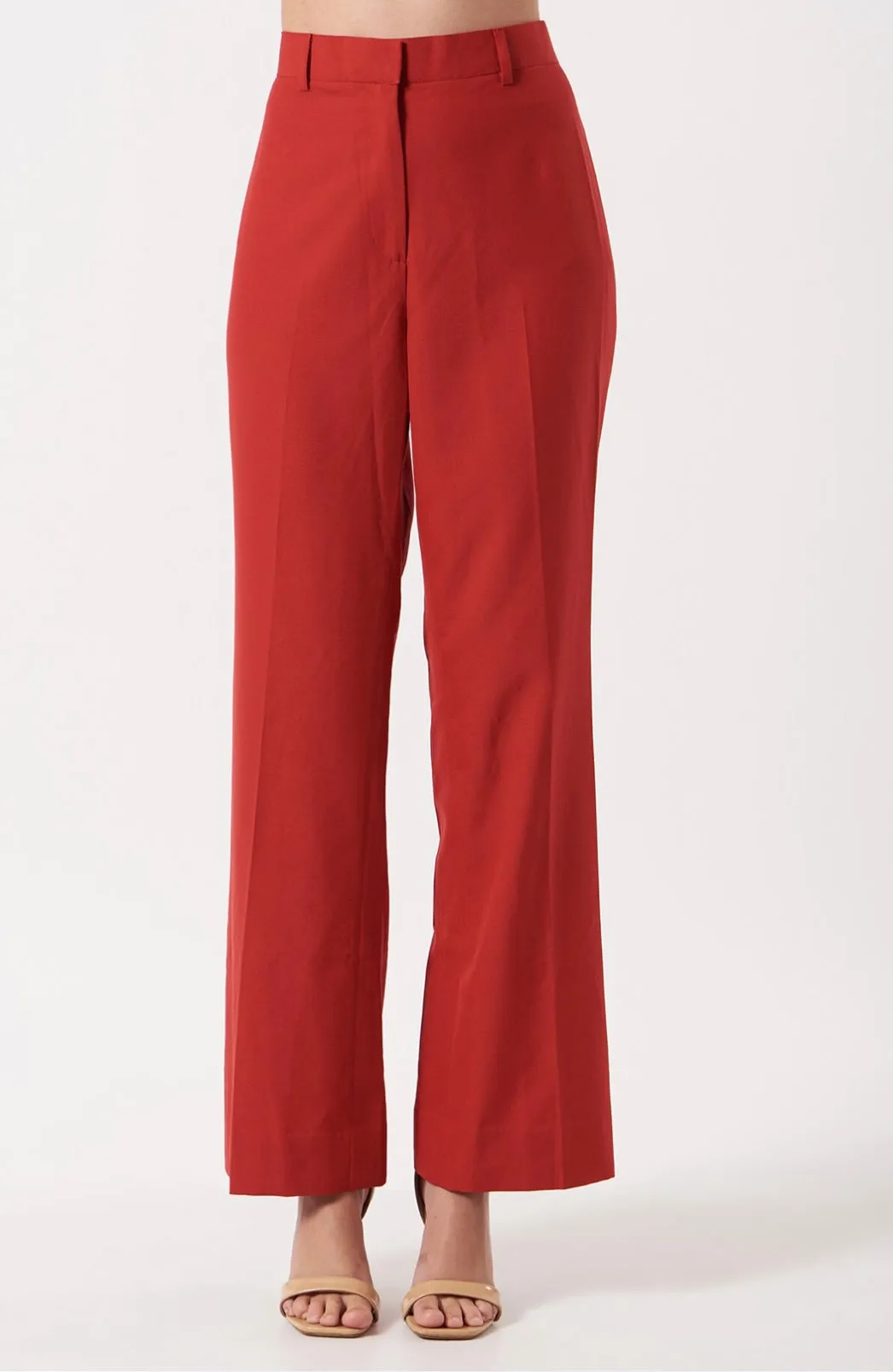 Women's Solid Red Waistcoat And Flare Pant co-ord set