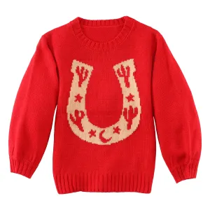 Wrangler Girls Red Horseshoe Sweater