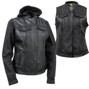 Xelement Gold XS24007 Women's 'Tara' Black Leather Motorcycle Rider 2