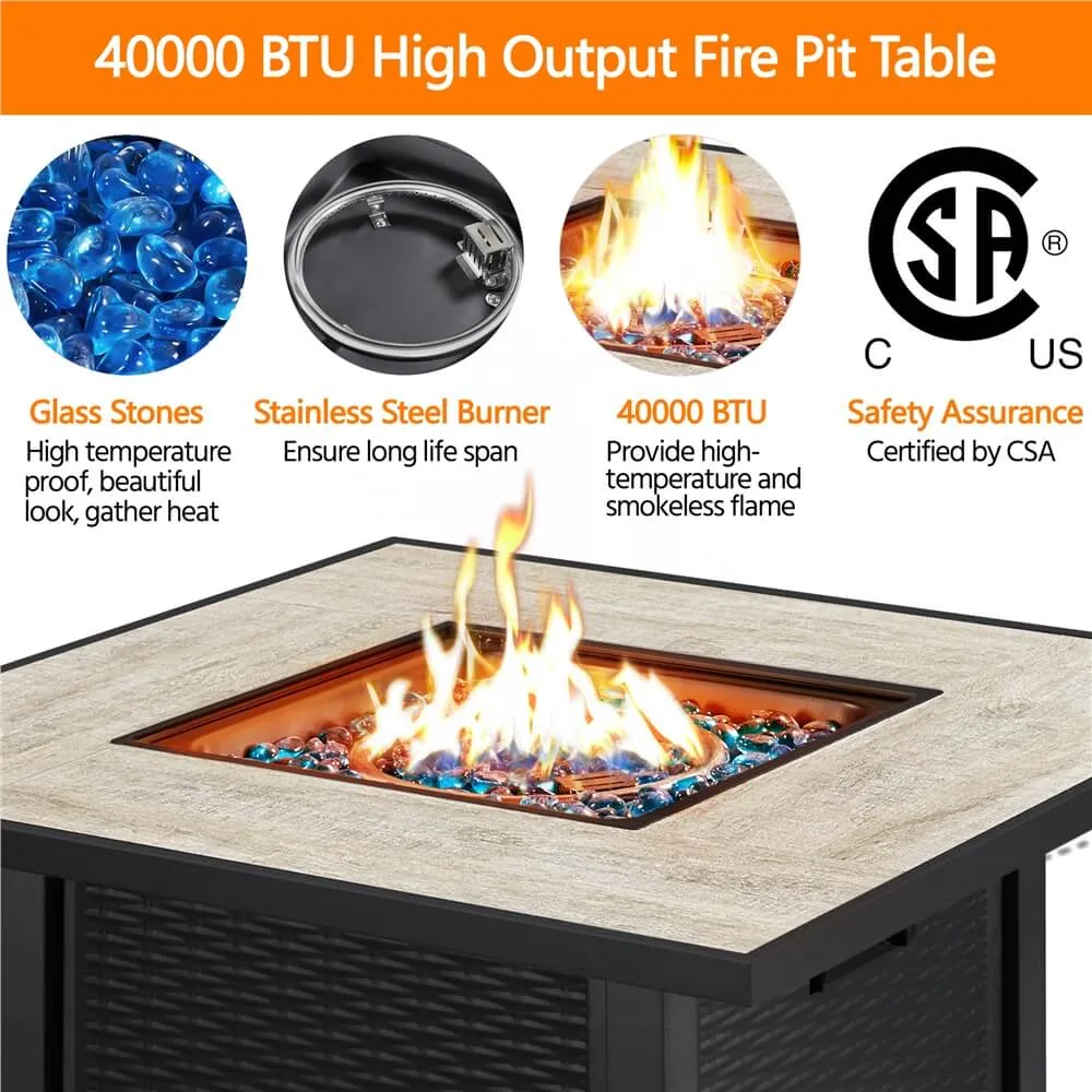 Yaheetech 30 Inch Outdoor Propane Fire Pit Table